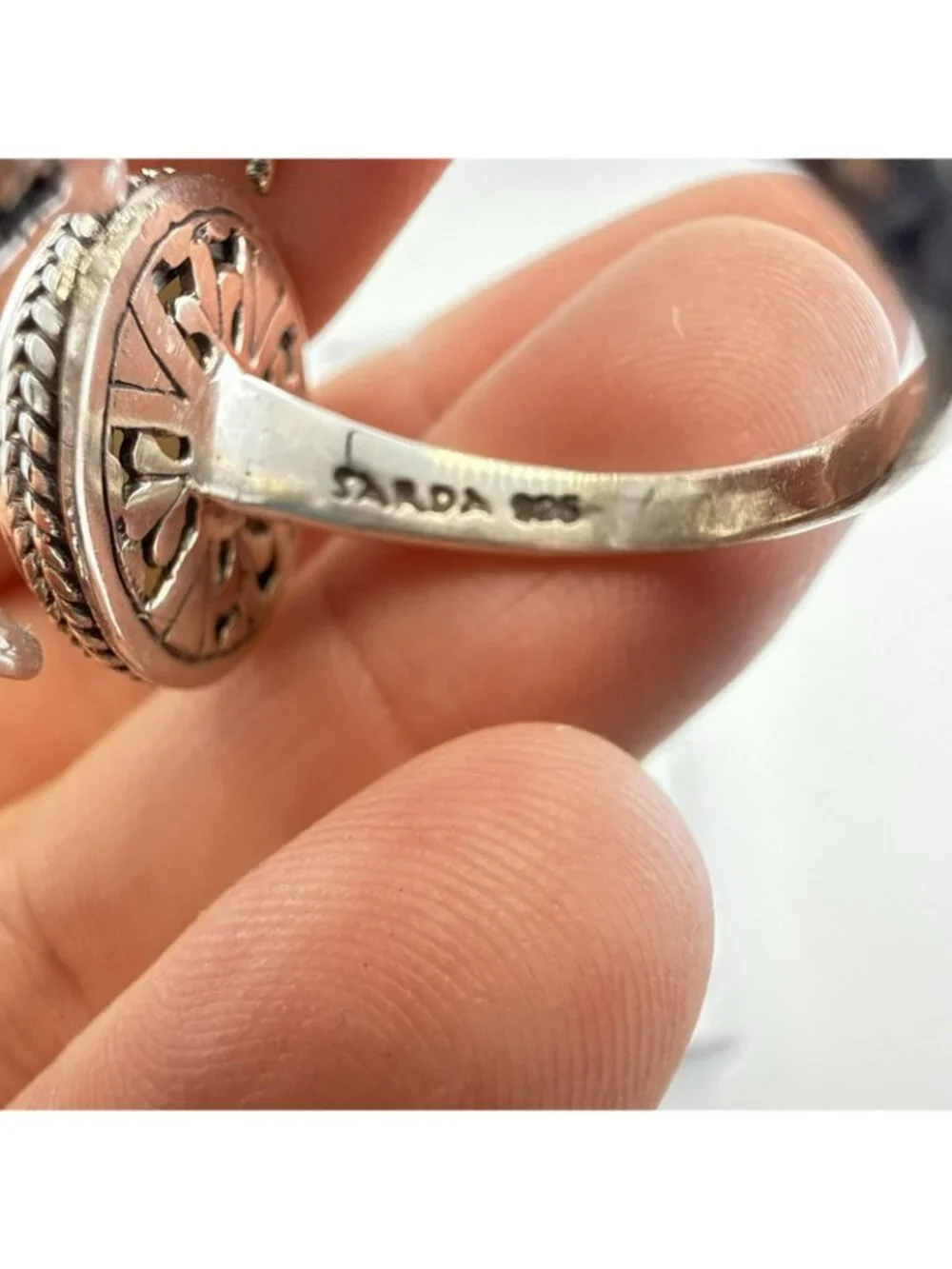 Sarda Sterling Silver Ring Moon Face Celestial Adjustable Sz 10-11.5 Bali 925